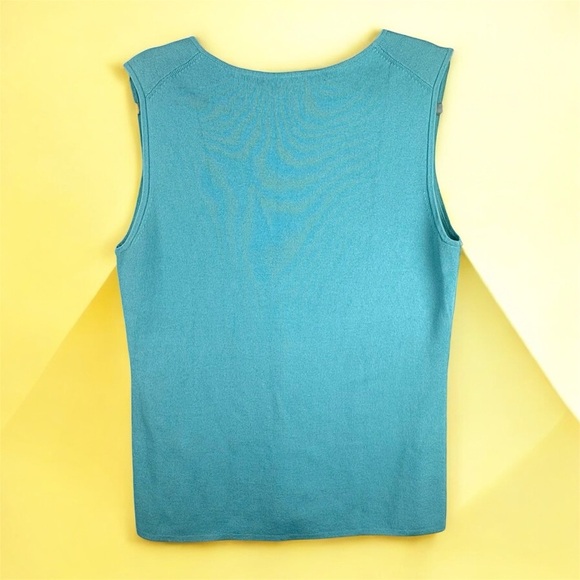 VTG Y2K Will Smith Turquoise Sleeveless Wrap Top Seashell Fringe Size L V-Neck - Picture 2 of 7